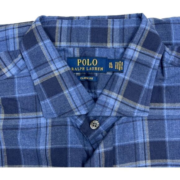 New Polo Ralph Lauren Men XL Blue Plaid Shirt Classic Long Sleeve Button Down - Picture 3 of 8